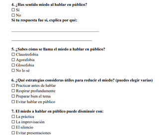 Evidencia de la encuesta inicial